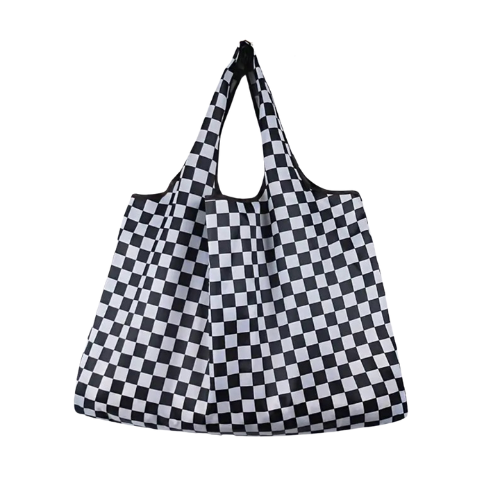 Checkered Nylon Tote Bag
