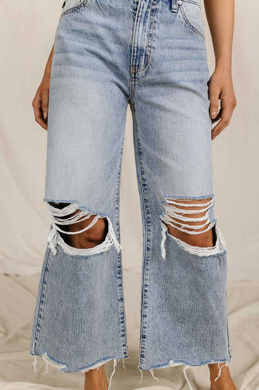 Ampersand Avenue 518 Denim - Heavy Distressed Wide Leg Crop Jeans