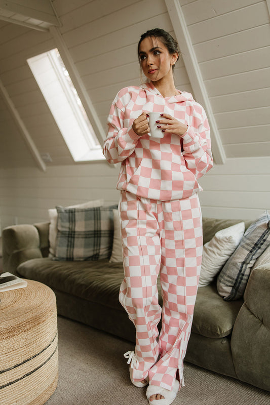 Checkered University Hoodie - Pink & Powerful